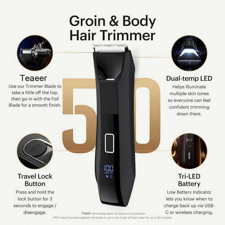Dual-Head Water Proof Body Hair Groomers Black 