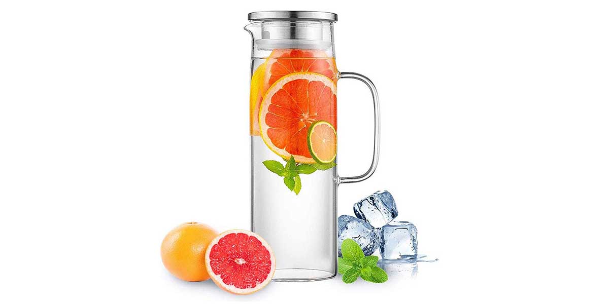 Teaeer Straight Glass Pitcher With Lid 1500ml/51oz
