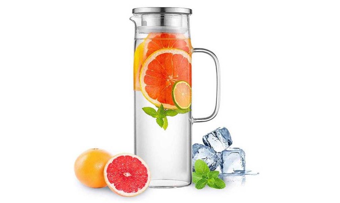 Teaeer Straight Glass Pitcher With Lid 1500ml/51oz
