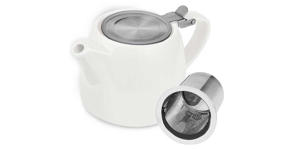 Teaeer White Ceramic Teapot With Infuser For Loose Tea 500ml