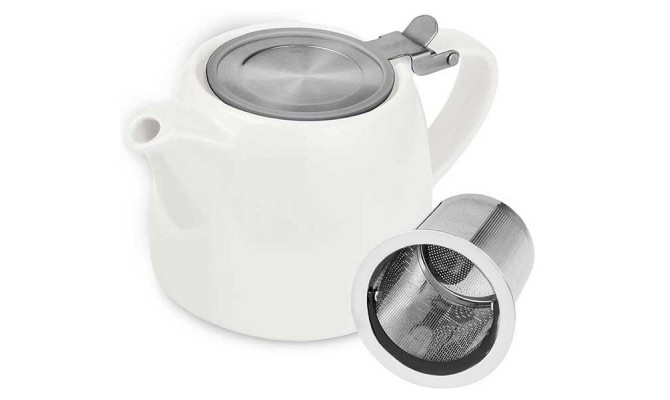 Teaeer White Ceramic Teapot With Infuser For Loose Tea 500ml