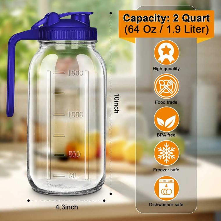Marson Jar Pitcher With Blue Lid 1800ml/64oz