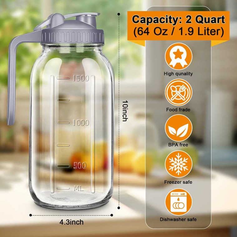 Marson Jar Pitcher With Gray Lid 1800ml/64oz