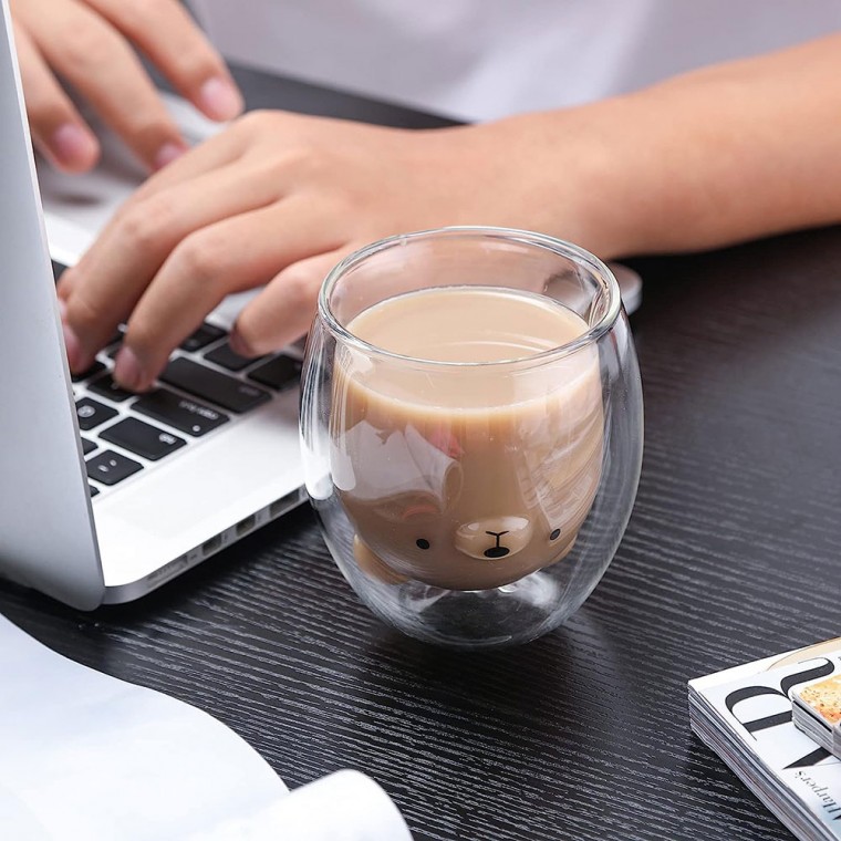 Double Wall Glass Cup Bear 250ml/8.4oz Double Wall Glass Cup Bear 250ml/8.4oz