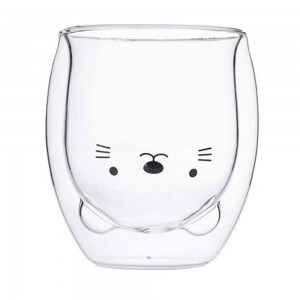 Double Wall Glass Cup Cat 250ml/8.4oz