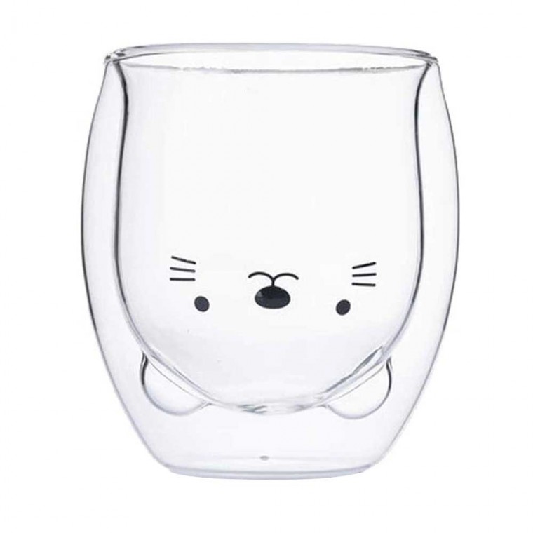 Double Wall Glass Cup Cat 250ml/8.4oz