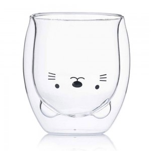 Double Wall Glass Cup Cat 250ml/8.4oz