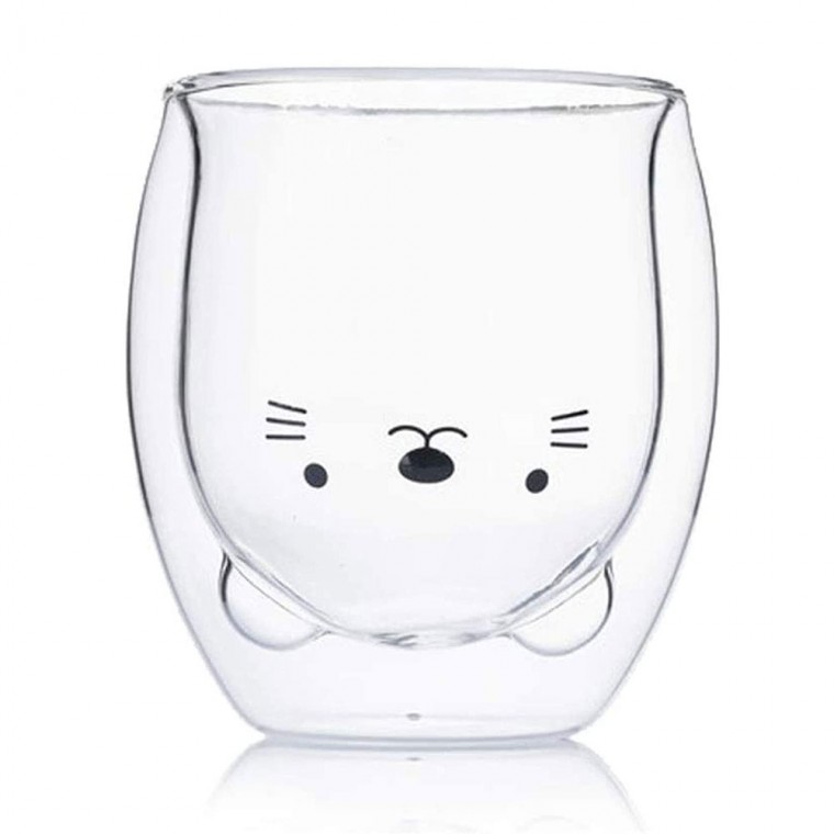 Double Wall Glass Cup Cat 250ml/8.4oz Double Wall Glass Cup Cat 250ml/8.4oz