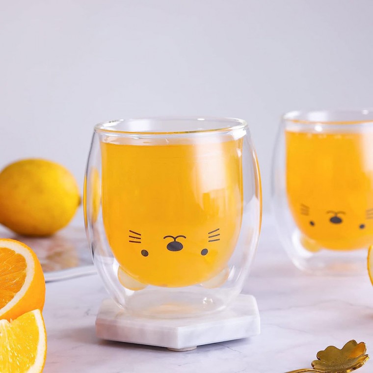 Double Wall Glass Cup Cat 250ml/8.4oz Double Wall Glass Cup Cat 250ml/8.4oz