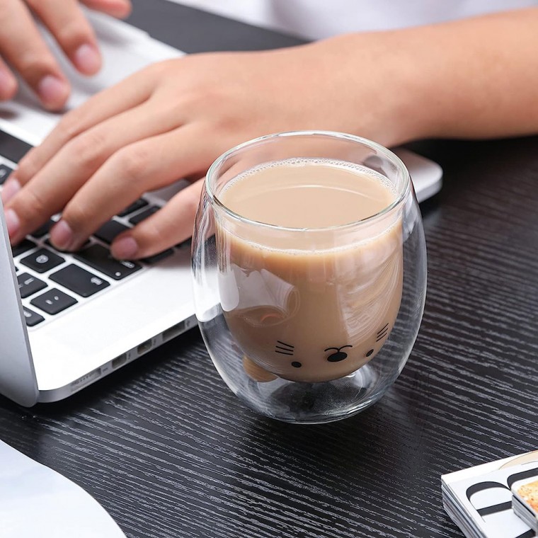 Double Wall Glass Cup Cat 250ml/8.4oz Double Wall Glass Cup Cat 250ml/8.4oz