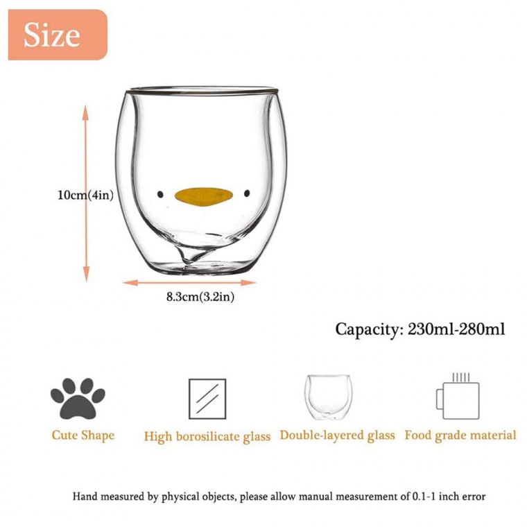 Double Wall Glass Cup Duck 250ml/8.4oz Double Wall Glass Cup Duck 250ml/8.4oz