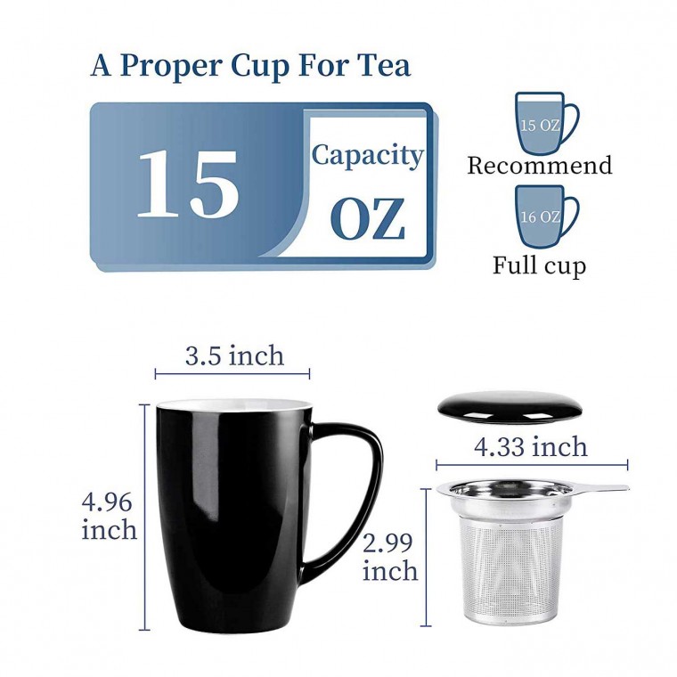 Ceramic Infusion Mug Black 500ml/17oz