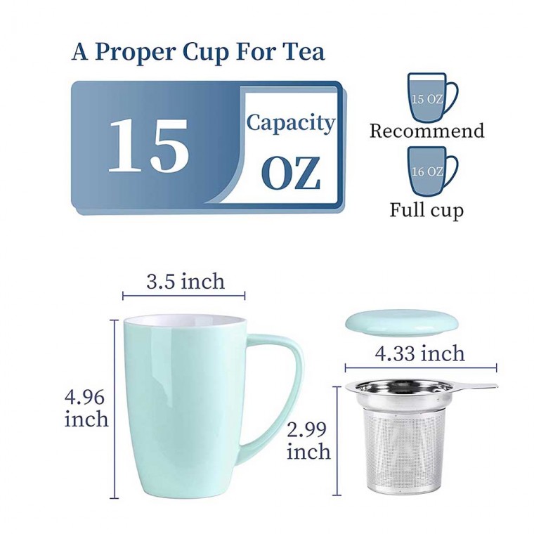 Ceramic Infusion Mug Light Blue 500ml/17oz
