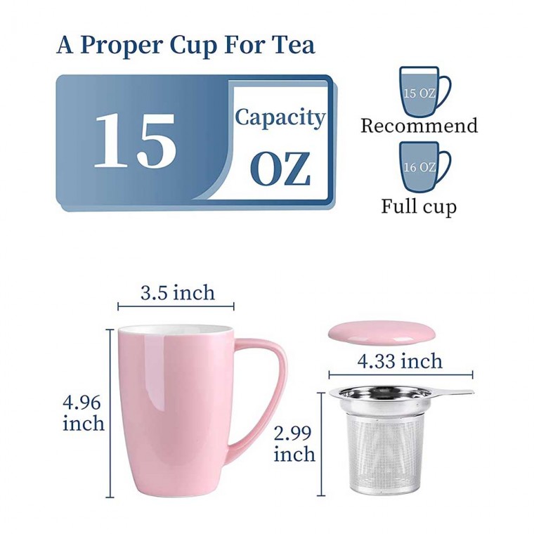 Ceramic Infusion Mug Pink 500ml/17oz