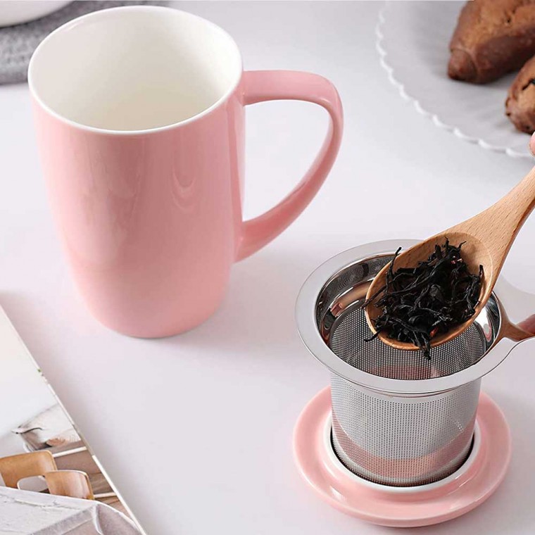 Ceramic Infusion Mug Pink 500ml/17oz