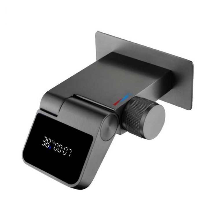 Wall Mount Digital Display Swivel Waterfall Bathroom Faucet