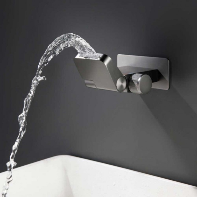 Wall Mount Digital Display Swivel Waterfall Bathroom Faucet