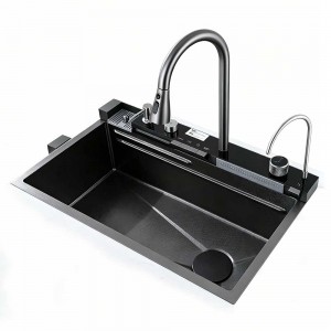 Luxury Digital Temperature Waterfall Workstation Kitchen Sink