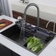Luxury Digital Temperature Waterfall Workstation Kitchen Sink