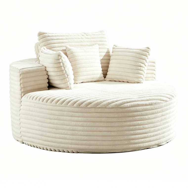 Oversized Round Chaise Lounge Chair Beige