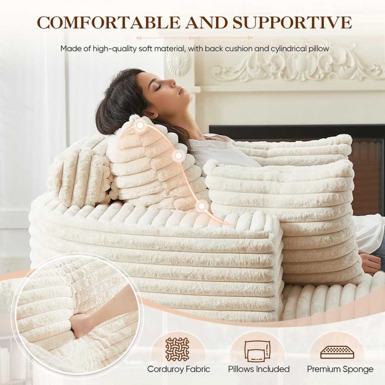 Oversized Round Chaise Lounge Chair Beige