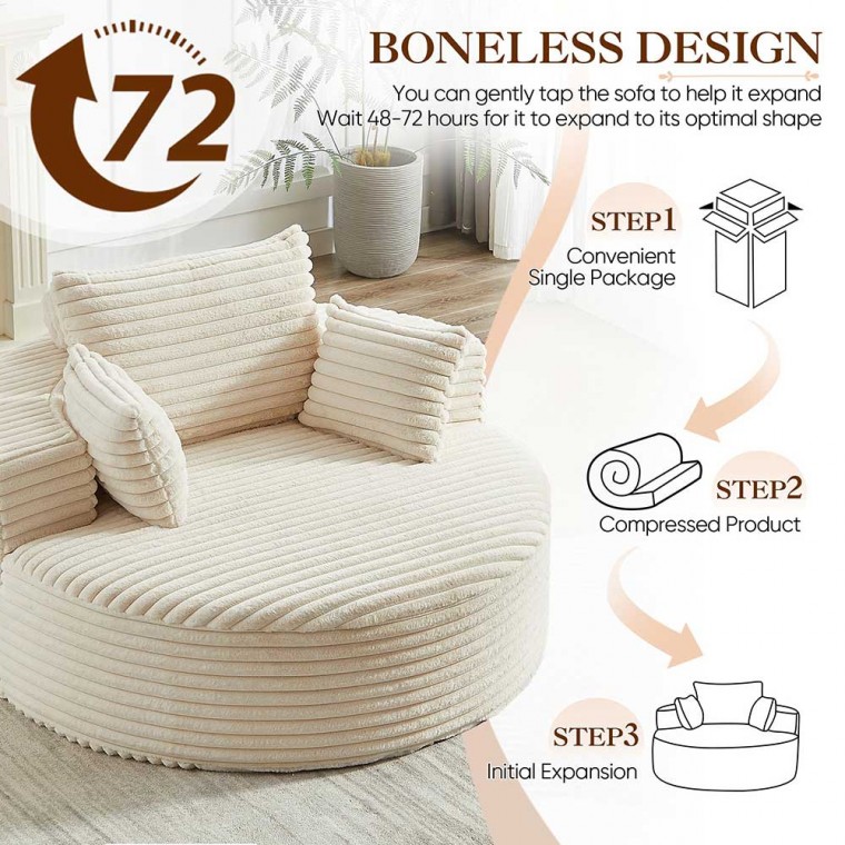 Oversized Round Chaise Lounge Chair Beige