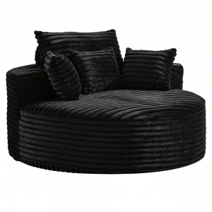 Oversized Round Chaise Lounge Chair Black