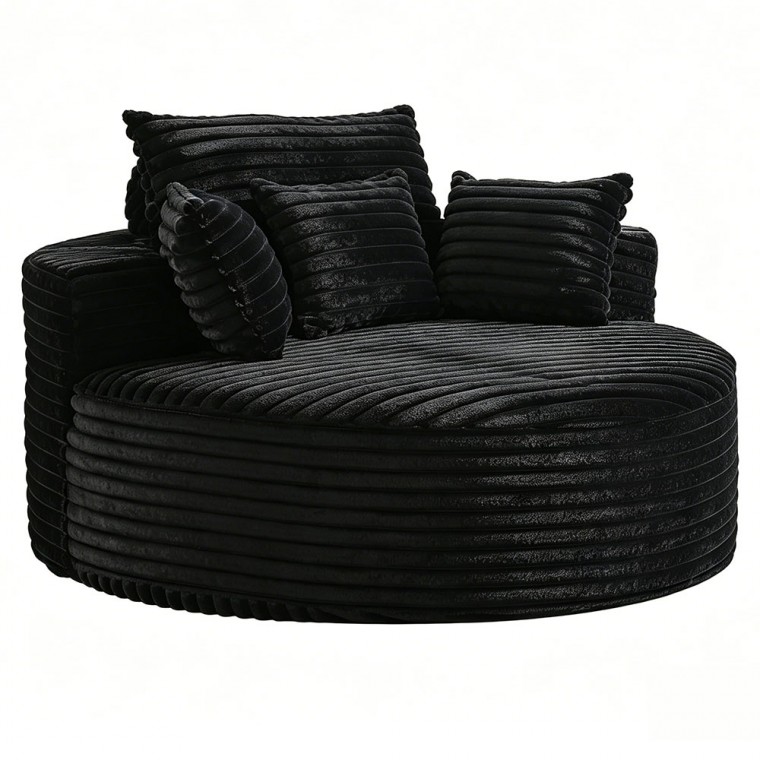 Oversized Round Chaise Lounge Chair Black