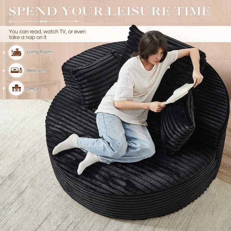 Oversized Round Chaise Lounge Chair Black