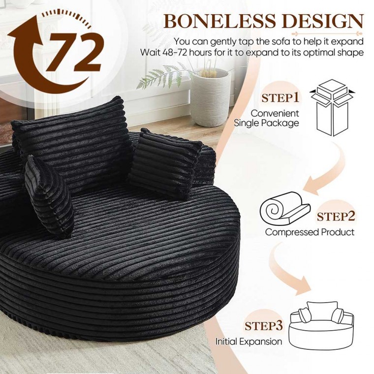 Oversized Round Chaise Lounge Chair Black