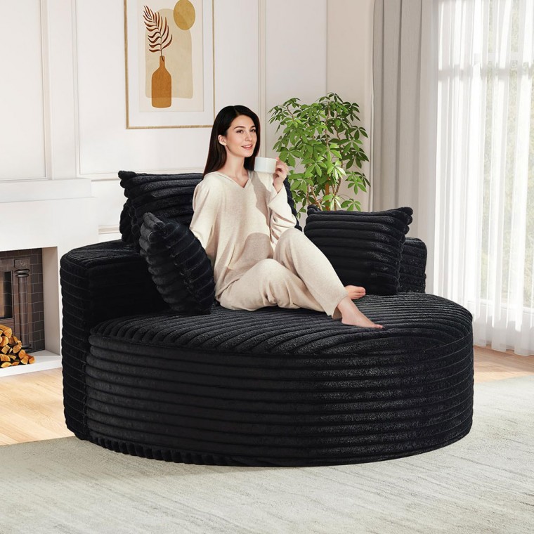 Oversized Round Chaise Lounge Chair Black