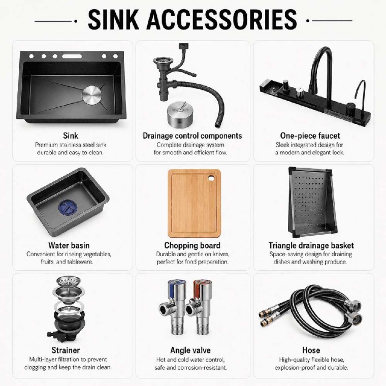 Luxury Digital Temperature Waterfall Workstation Kitchen Sink