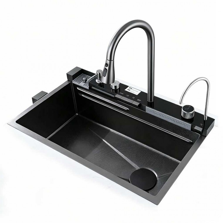 Luxury Digital Temperature Waterfall Workstation Kitchen Sink