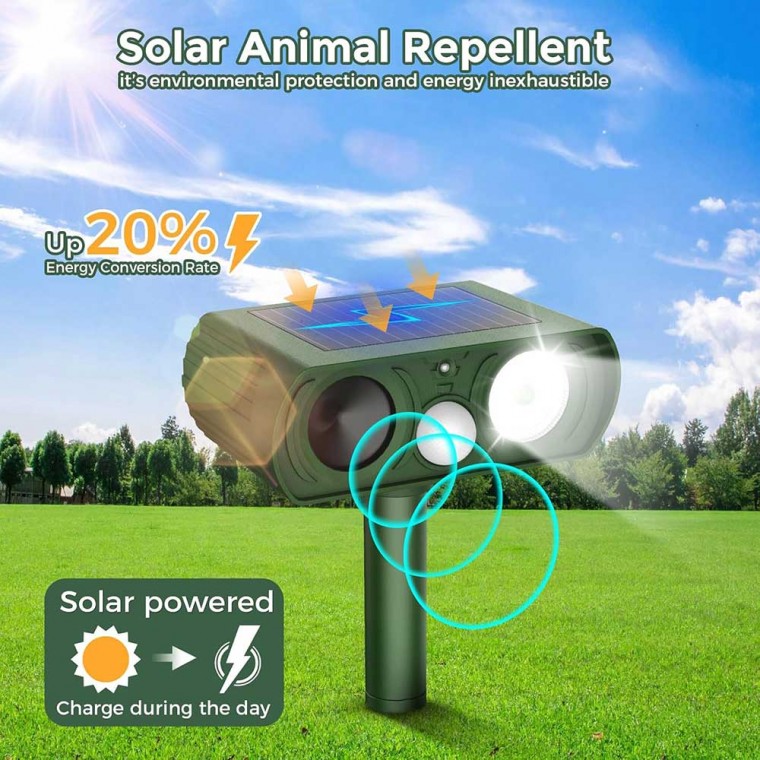 Outdoor Solar Ultrasonic Animal Repellent Outdoor 2Pack