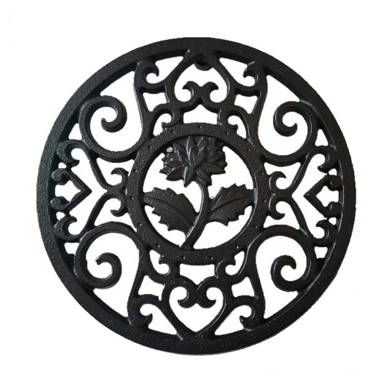 Cast Iron Trivet Black Flower