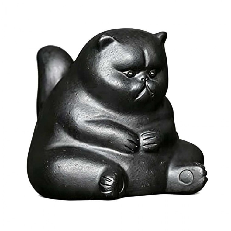 Zisha Tea Pet Sit Cat Black