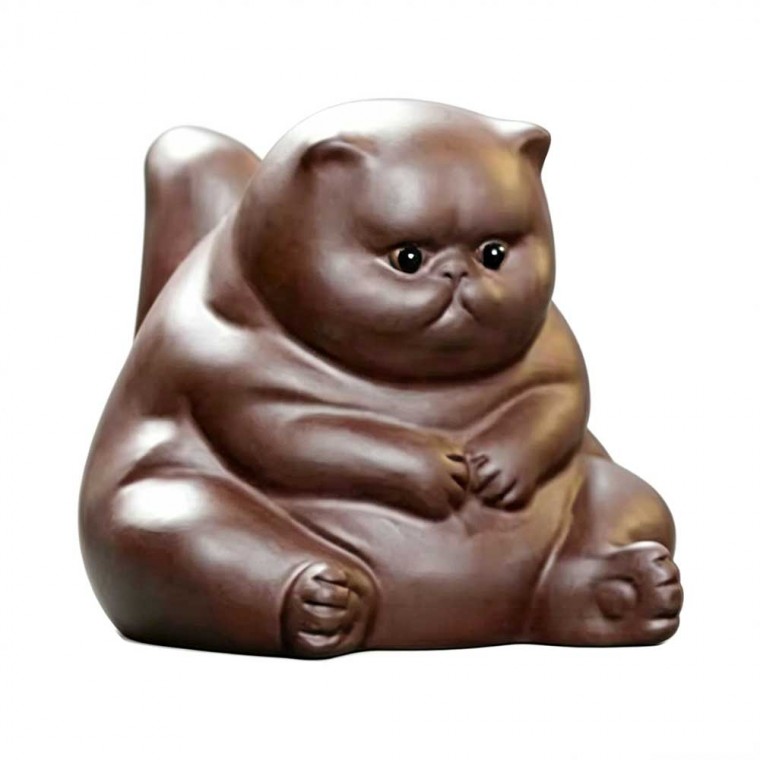 Zisha Tea Pet Sit Cat Red