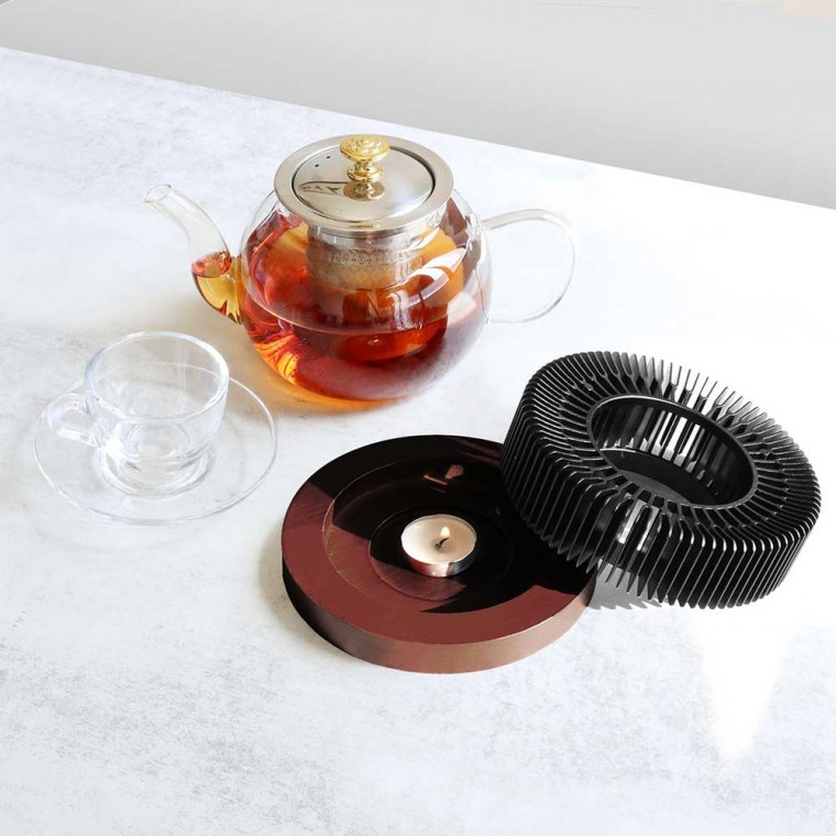 Aluminum Wood Teapot Warmer Black