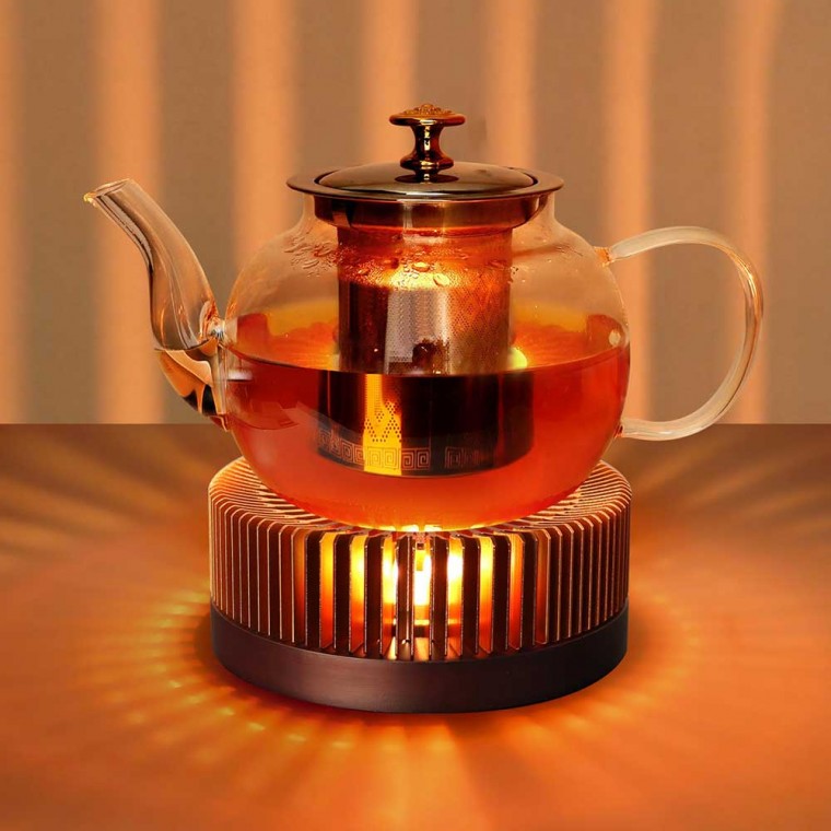 Aluminum Wood Teapot Warmer Golden