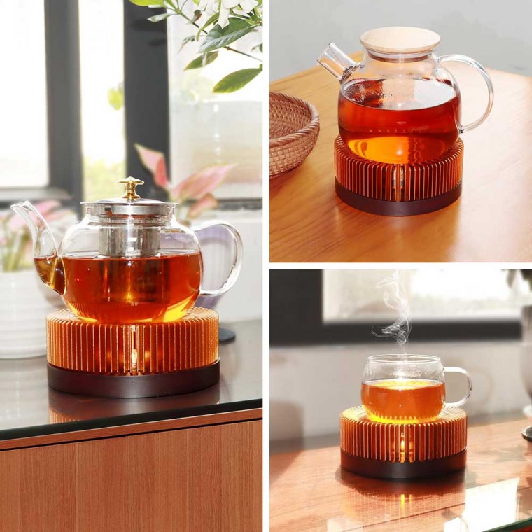 Aluminum Wood Teapot Warmer Golden