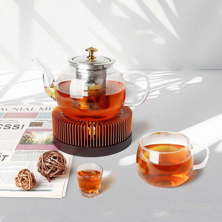 Aluminum Wood Teapot Warmer Golden