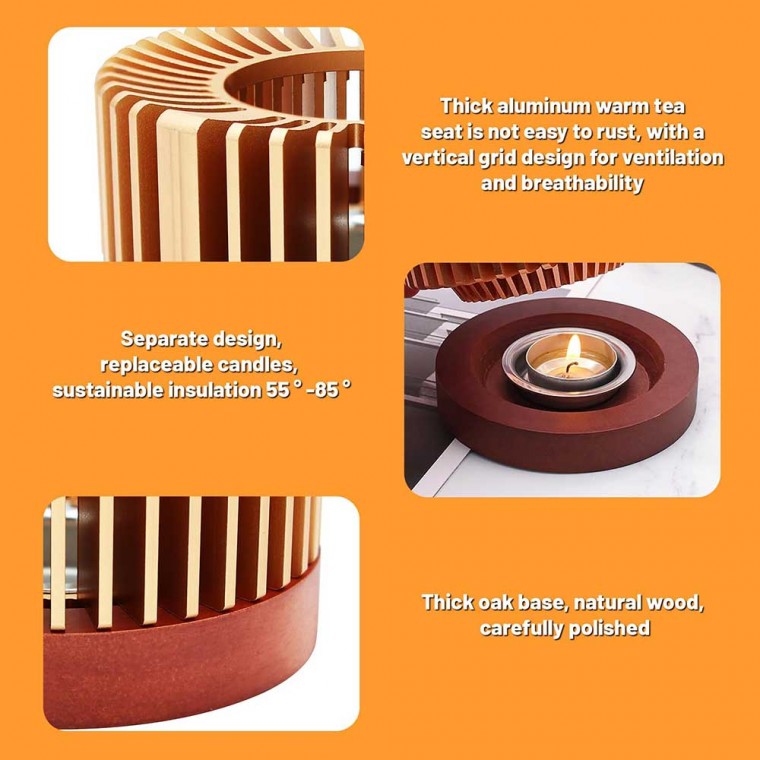 Aluminum Wood Teapot Warmer Golden