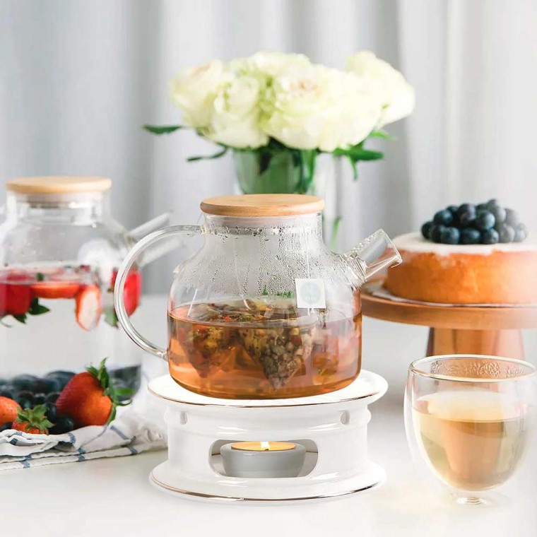 Ceramic Teapot Warmer Round White