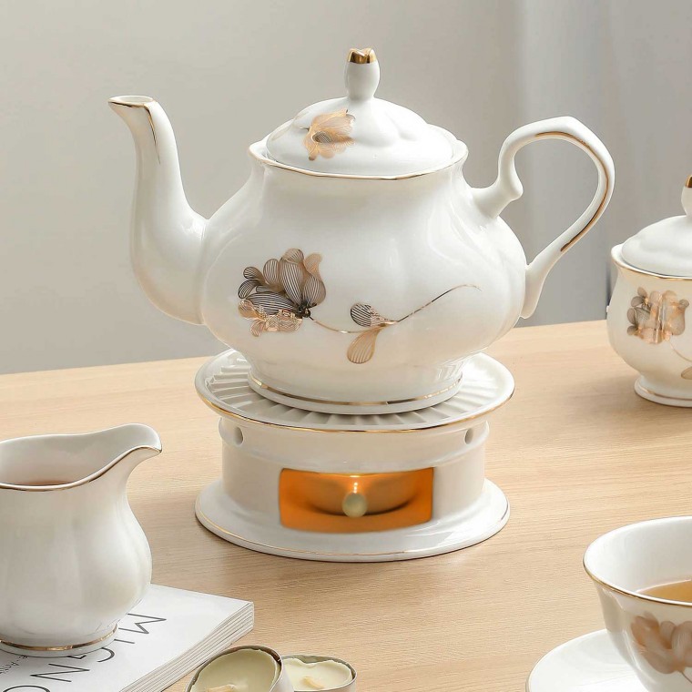 Ceramic Teapot Warmer Round White