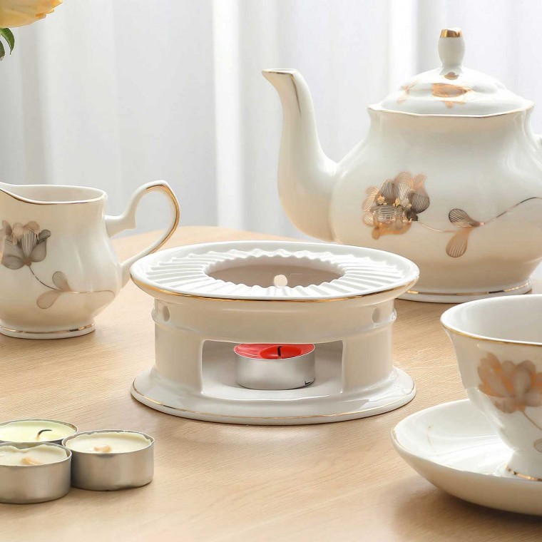Ceramic Teapot Warmer Round White