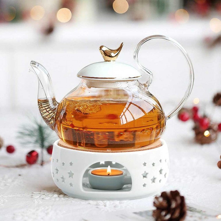 Ceramic Teapot Warmer Star White