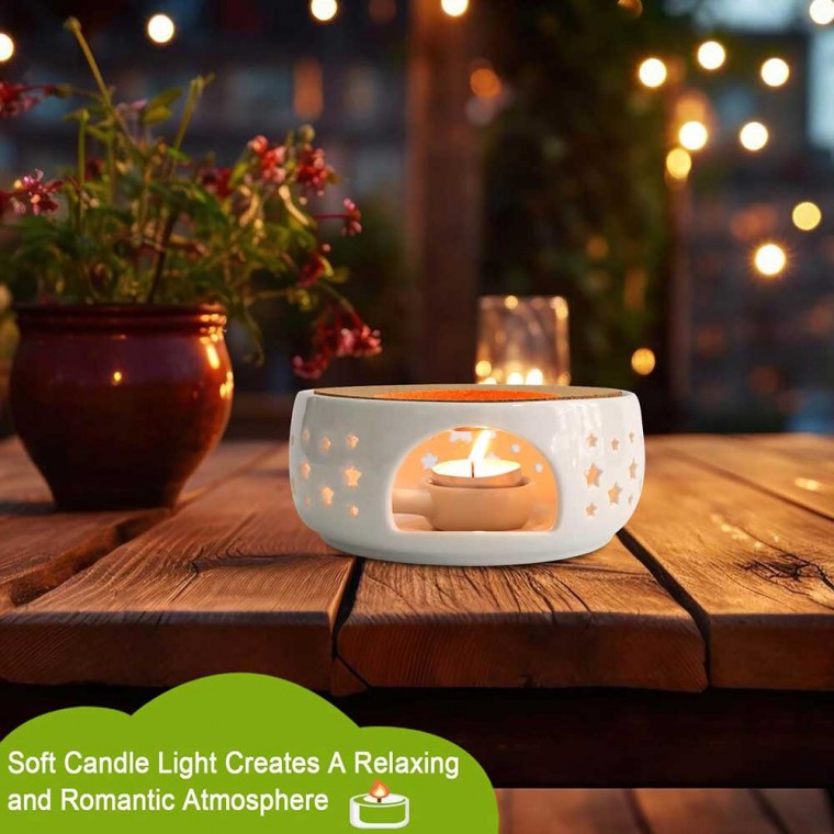 Ceramic Teapot Warmer Star White