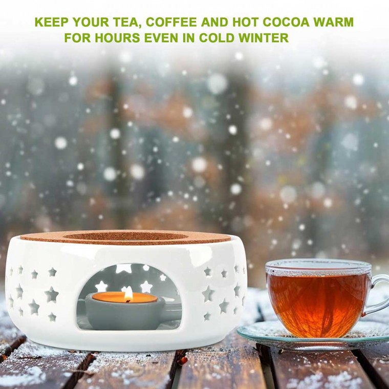 Ceramic Teapot Warmer Star White