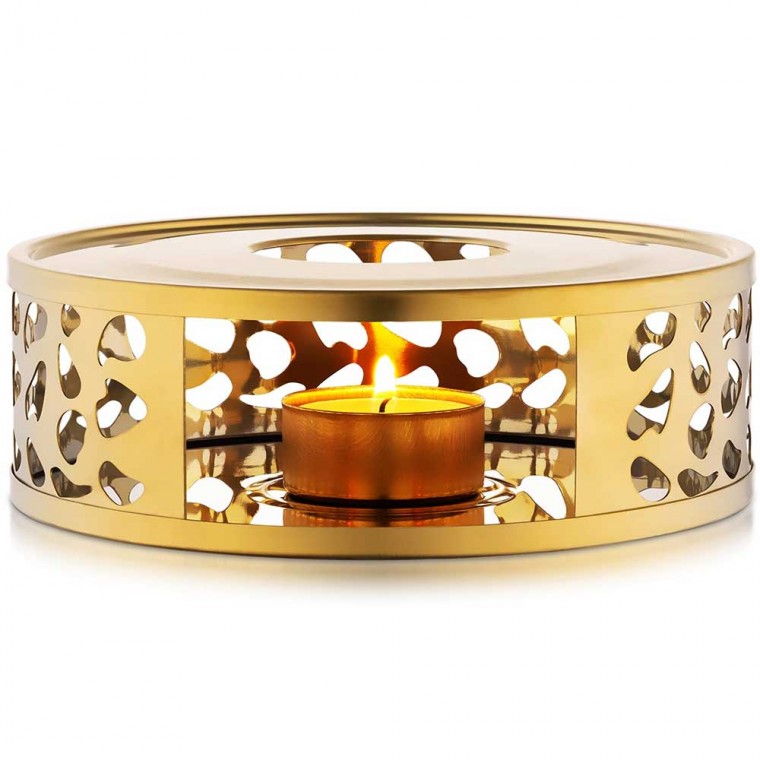 Stainless Steel Teapot Warmer Golden Flower