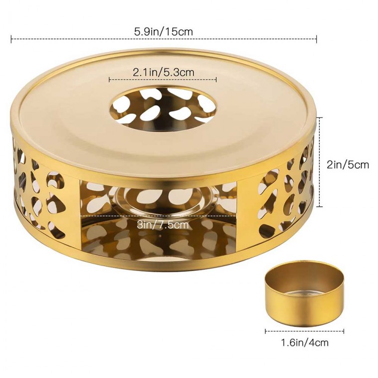 Stainless Steel Teapot Warmer Golden Flower